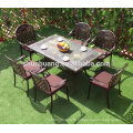 Patio outdoor furniture cast aluminum chairs and table 7pcs garden metal dining sets